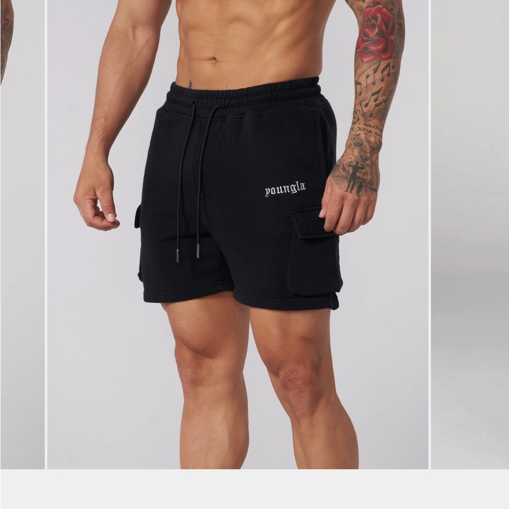 Youngla Men's Black Cargo Shorts